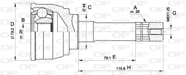 OPEN PARTS Nivelsarja, vetoakseli CVJ5568.10